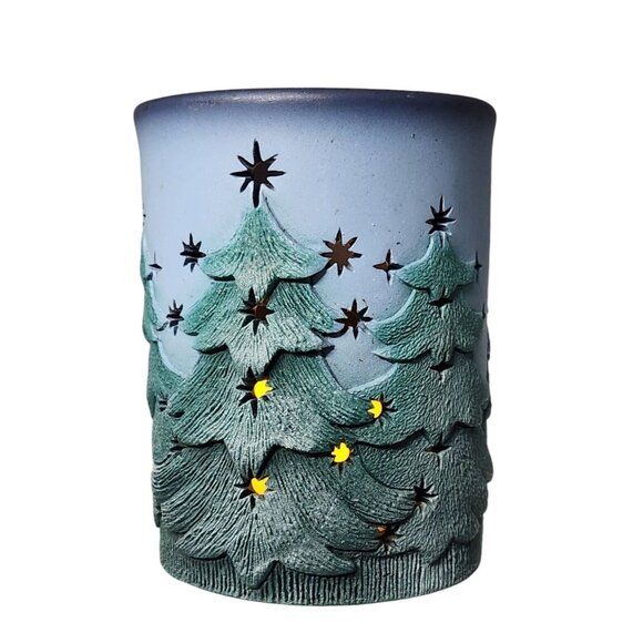 Vtg Shannon & Daughters Votive Tea Light Candle Holder Winter Trees Christmas - Picture 1 of 9